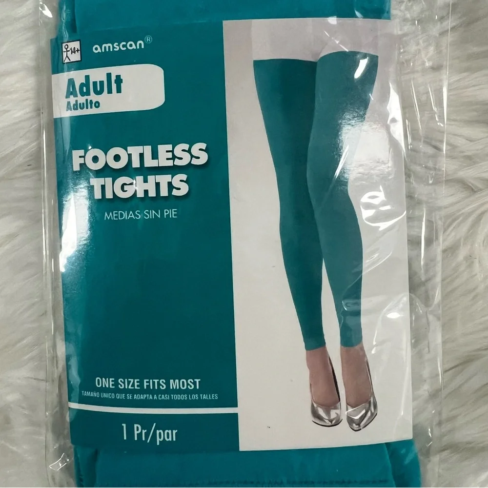Teal Blue Footless Tights NEW adult one size fits most turquoise